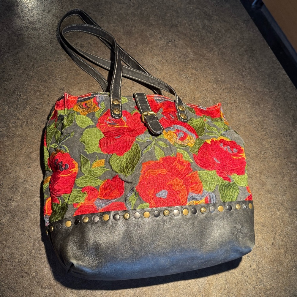 Patricia Nash Floral Embroidered Leather Tote Bag Purse